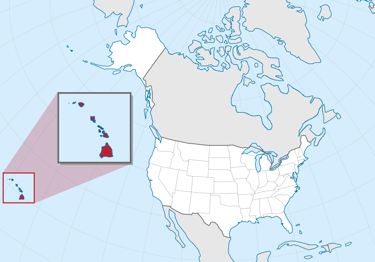 Hawaiian Islands shown next to the continental U.S.